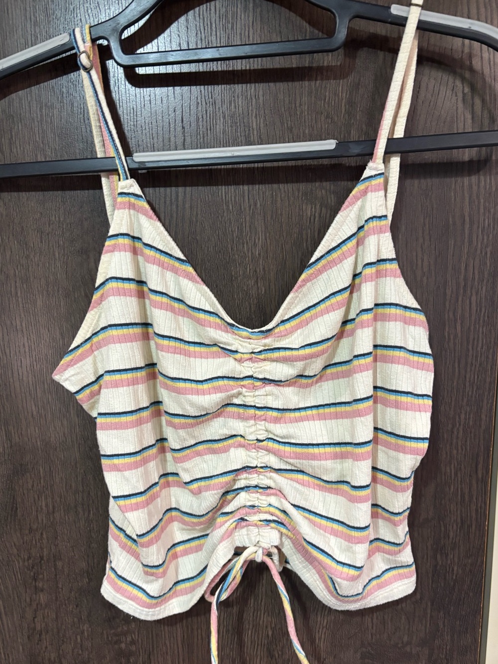O’neil Striped Ruched Drawstring Cami Top - Pastel Multicolor size medium
